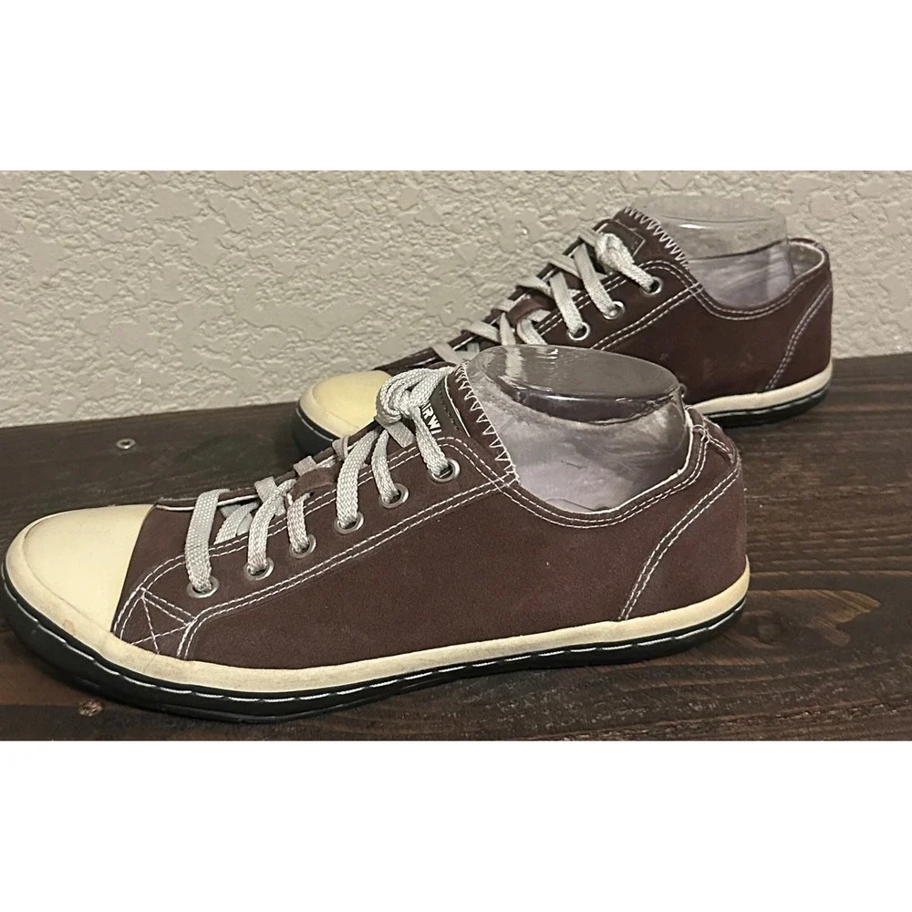 Airwalk Womens Brown Suede Leather Low Top Sneakers Cap Toe 48981 Size 8.5
